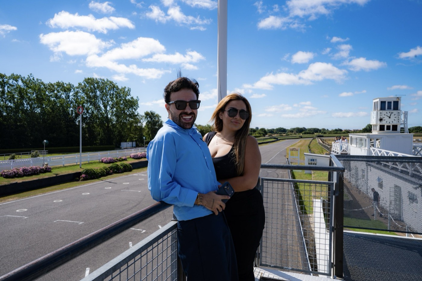 Behind the scenes by the Rolex clock tower at Goodwood